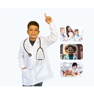 Jaleco Infantil Manga Longa Branco Unissex  Avental Escolar Laboratório Medico Dentista em Oferta na Shopee