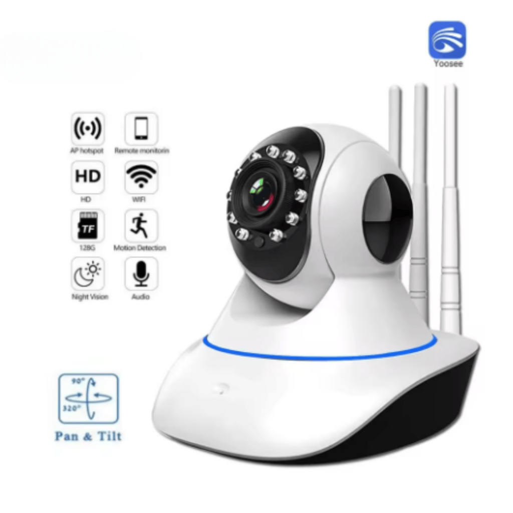 Câmera IP Wi-Fi 360° 3 Antenas HD Babá Eletrônica Smart Visão Noturna Alarme Monitoramento Yoosee em Oferta na Shopee