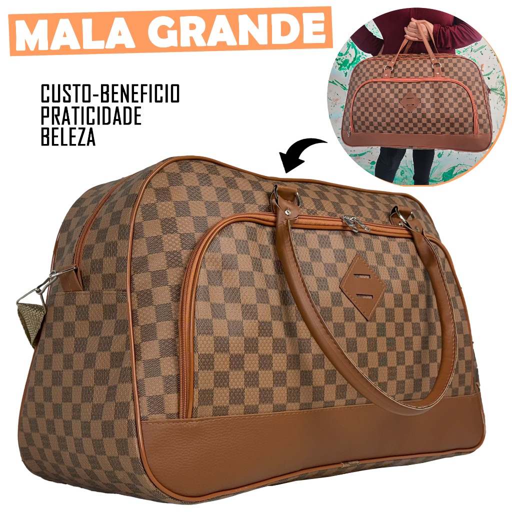 Mala de Mão Feminina Luxo de Bordo Caramelo Forrada 10 KG em Oferta na Shopee