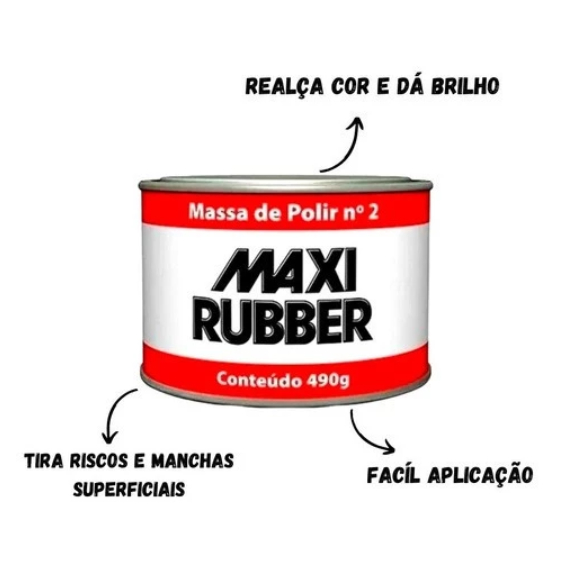 Massa Polir N2 490g Maxi Rubber — imagem 2 de 2