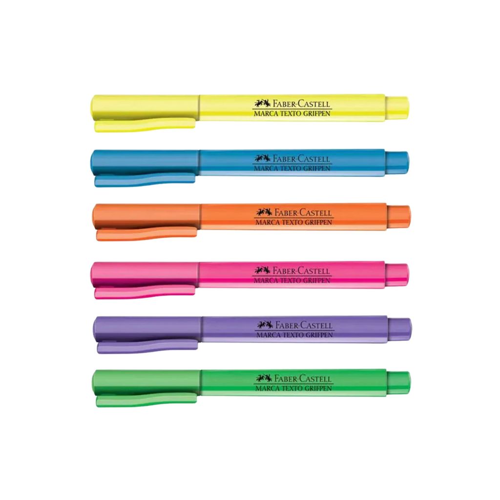 Caneta Marca Texto Grifpen Tons Neon (Amarelo, Azul, Laranja, Rosa, Roxo e Verde) - Faber-Castell em Oferta na Shopee