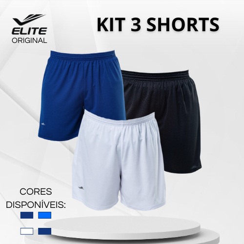 Kit 3 Shorts Plus Size E P Ao Gg Bermuda Calção Elastano Esporte Academia Treino Surf Futebol Gym