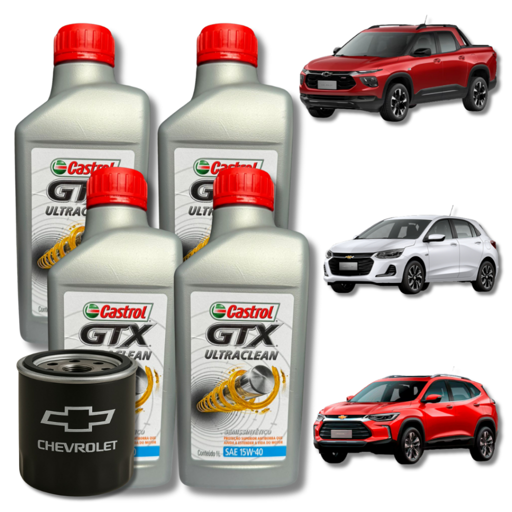 KIT TROCA DE OLÉO 4L CASTROL GTX 15W40 SL ULTRACLEAN + 1 FILTRO GM ( 2019 > )