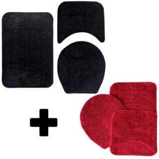 KIT Conjuntos Tapete Jogo de Banheiro Antiderrapante 3 Peças Luxo Felpa Aveludada Com Solado Promo em Oferta na Shopee