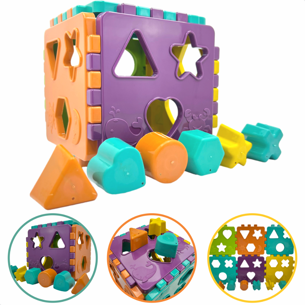 Brinquedo Educativo Infantil Cubo Interativo Didático Bloco de Montar Peças Formas Encaixe