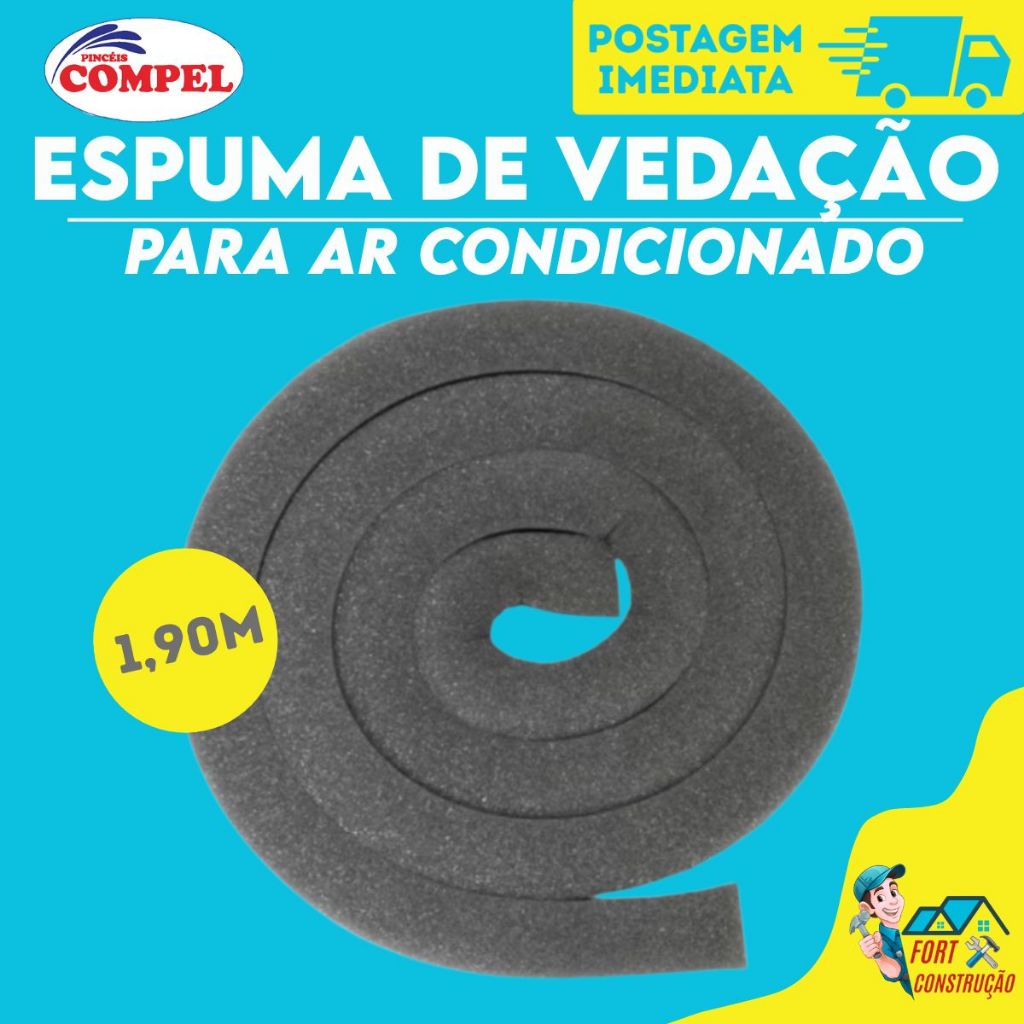 Espuma Para Vedação Ar-condicionado 1,90 Metro De 7500 a 10000 btus em Oferta na Shopee