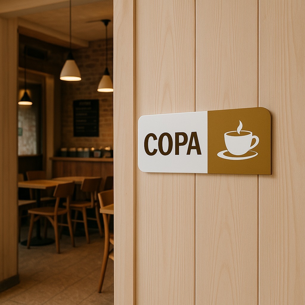 Placa Sinalização Copa Café Em Acrílico Moderno Elegante