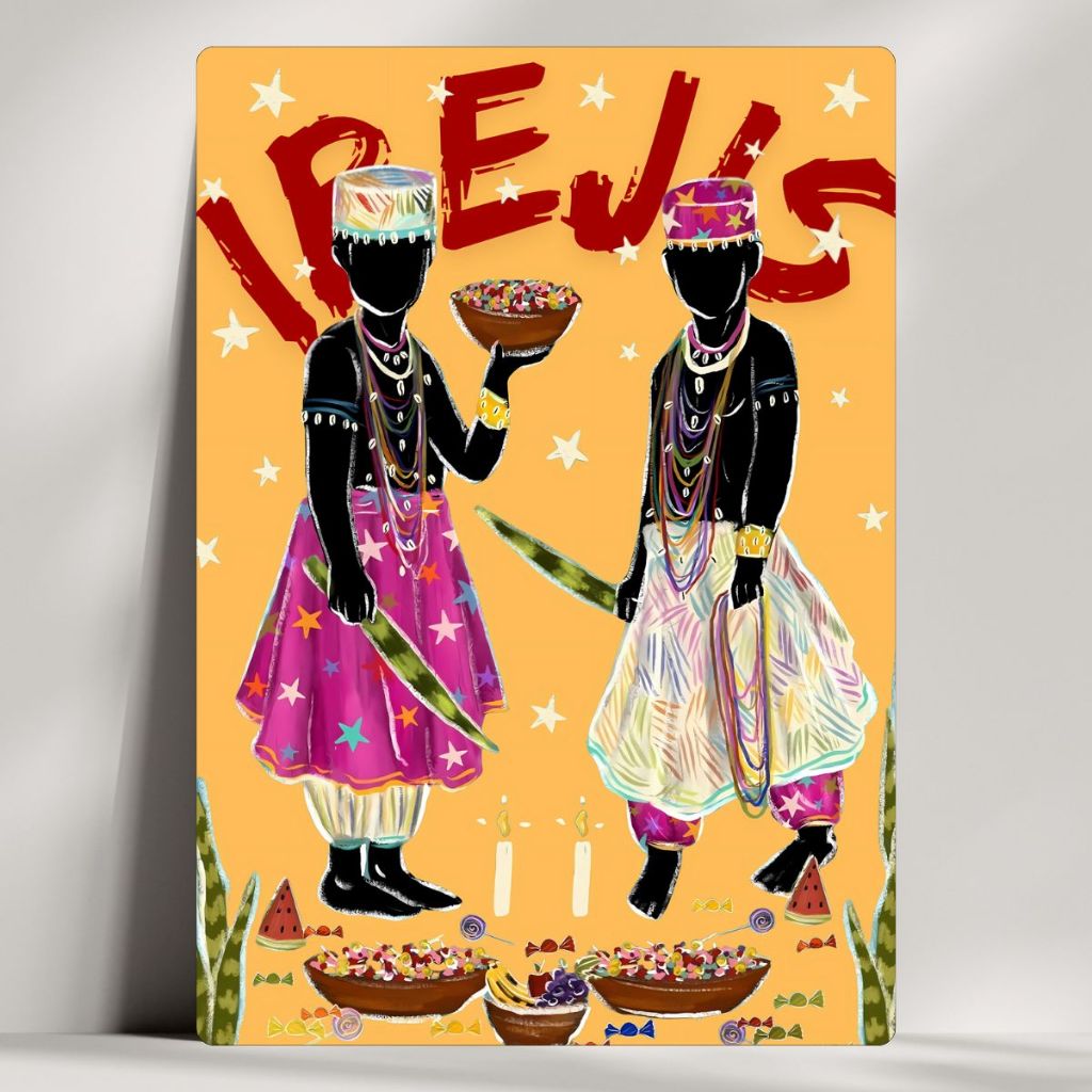 Quadro Decorativo Orixá Ibejis Eres - Umbanda Candomblé Oxalá - Coleção Giz em Oferta na Shopee