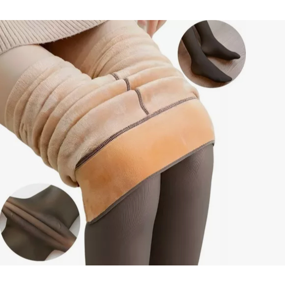 Meia Calça De Lã Térmica Translúcida Pelúcia Forrada Pelinho