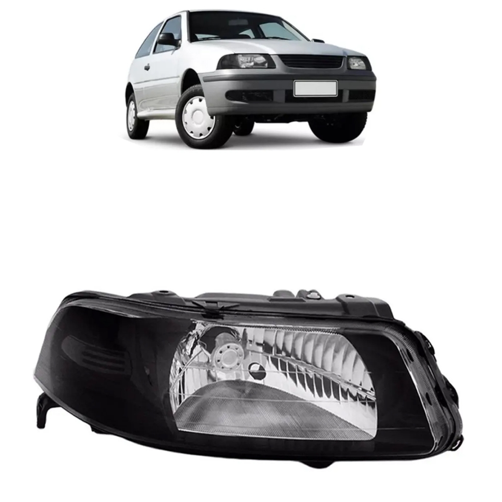 Farol VW Gol G3 1999 2000 2001 2002 2003 2004 2005 Máscara Negra Simples Lado Direito