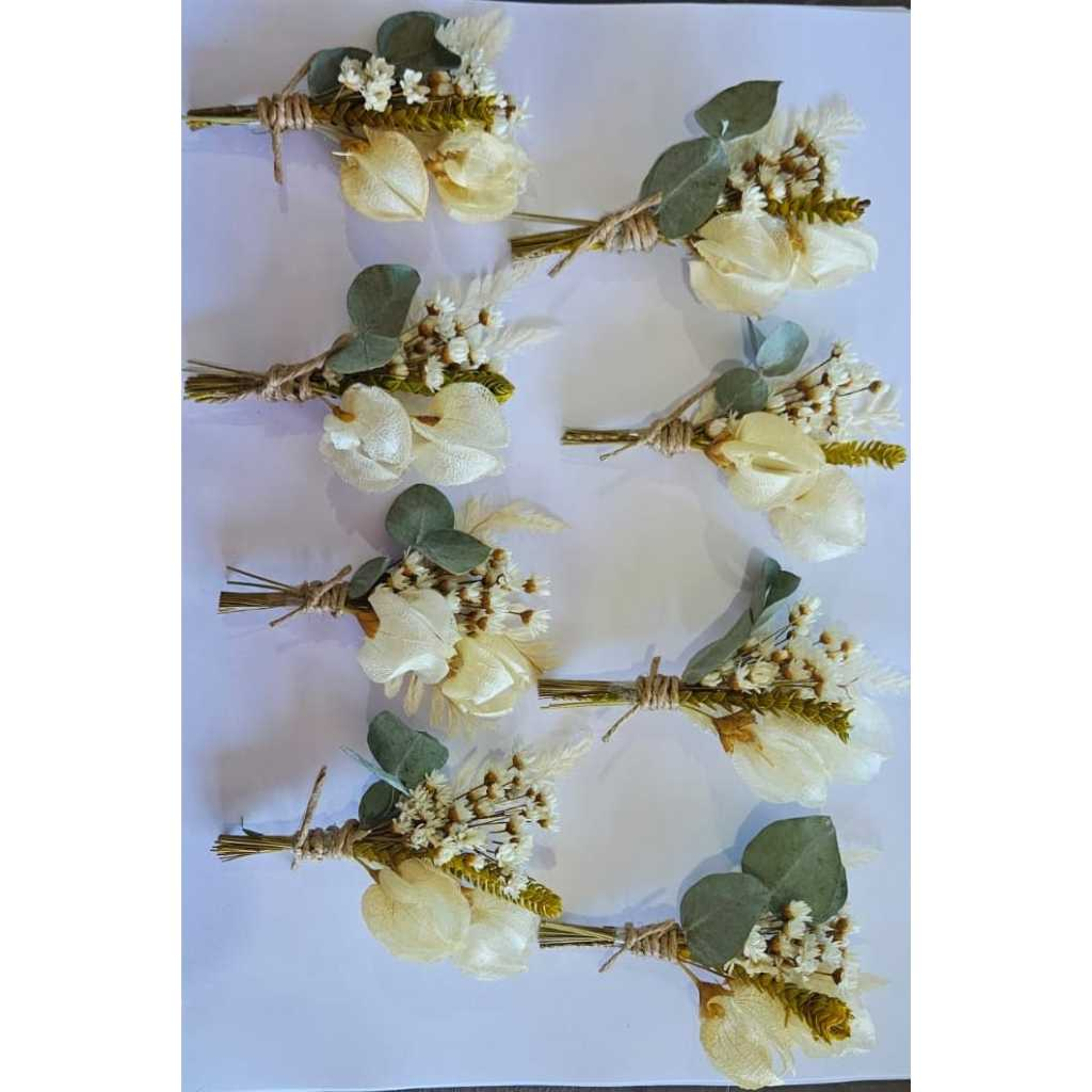 Mini lapela 10 unidades branco natural flores secas desidratadas casamento decoração bolo em Oferta na Shopee