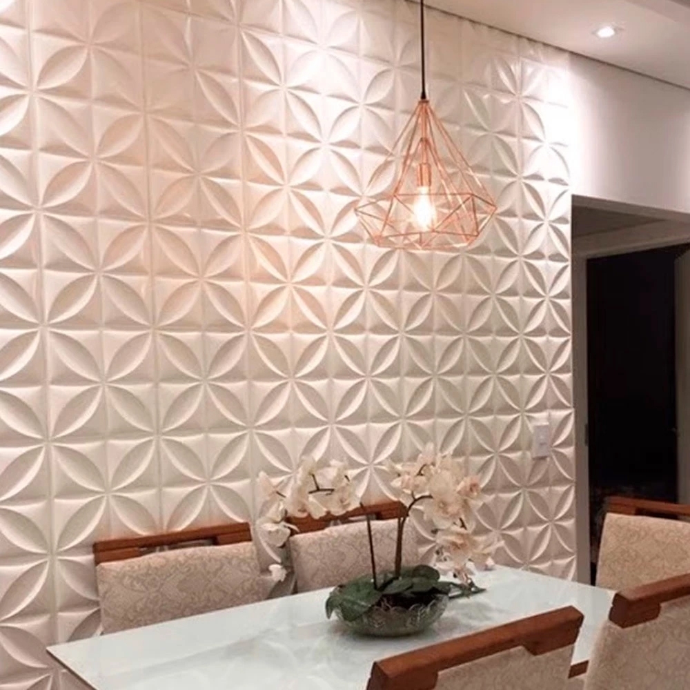 Kit Placas PVC 3D Branco 25x25cm Até 100 Unidades para Decoração de Paredes em Oferta na Shopee