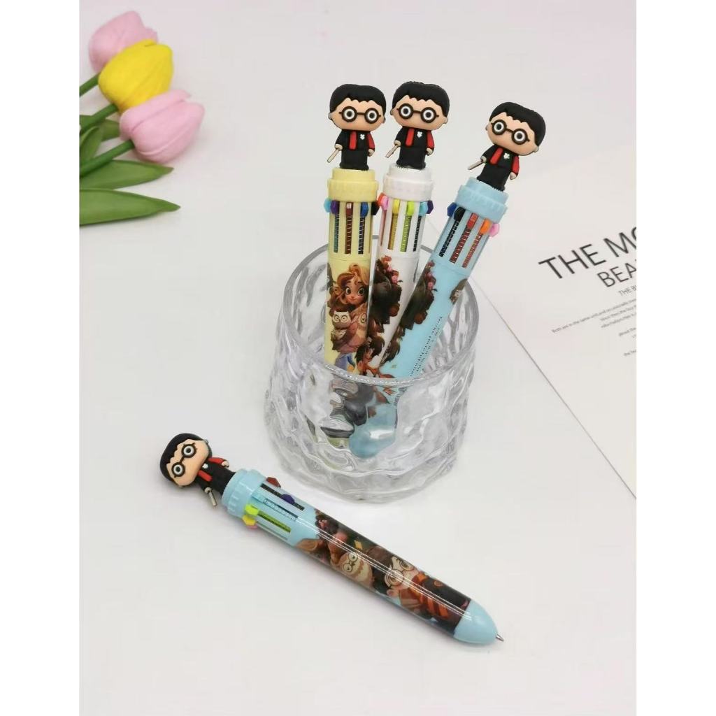 Caneta Harry Potter 10 CORES Saga HP ponta 7mm Esferográfica Volta as Aulas Papealaria Colecionável