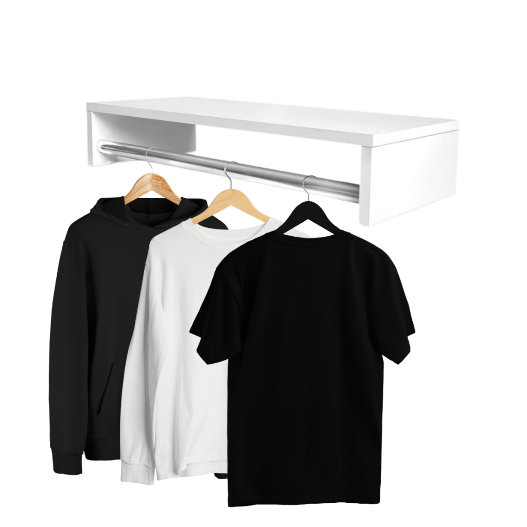 Cabideiro de Parede Arara Suspensa Prateleira De Roupas 50 cm em Oferta na Shopee