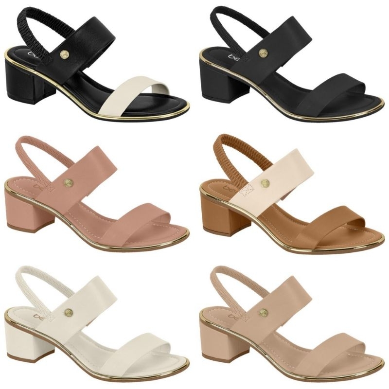 Sandália Feminina Beira Rio Salto Médio Grosso Conforto 8379221 em Oferta na Shopee