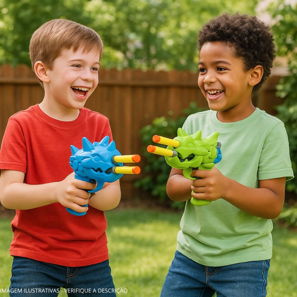 Brinquedo Lança Dardo Divertido Lançador de Munição Nerf Dinossauro Dragão Atirar Dardos