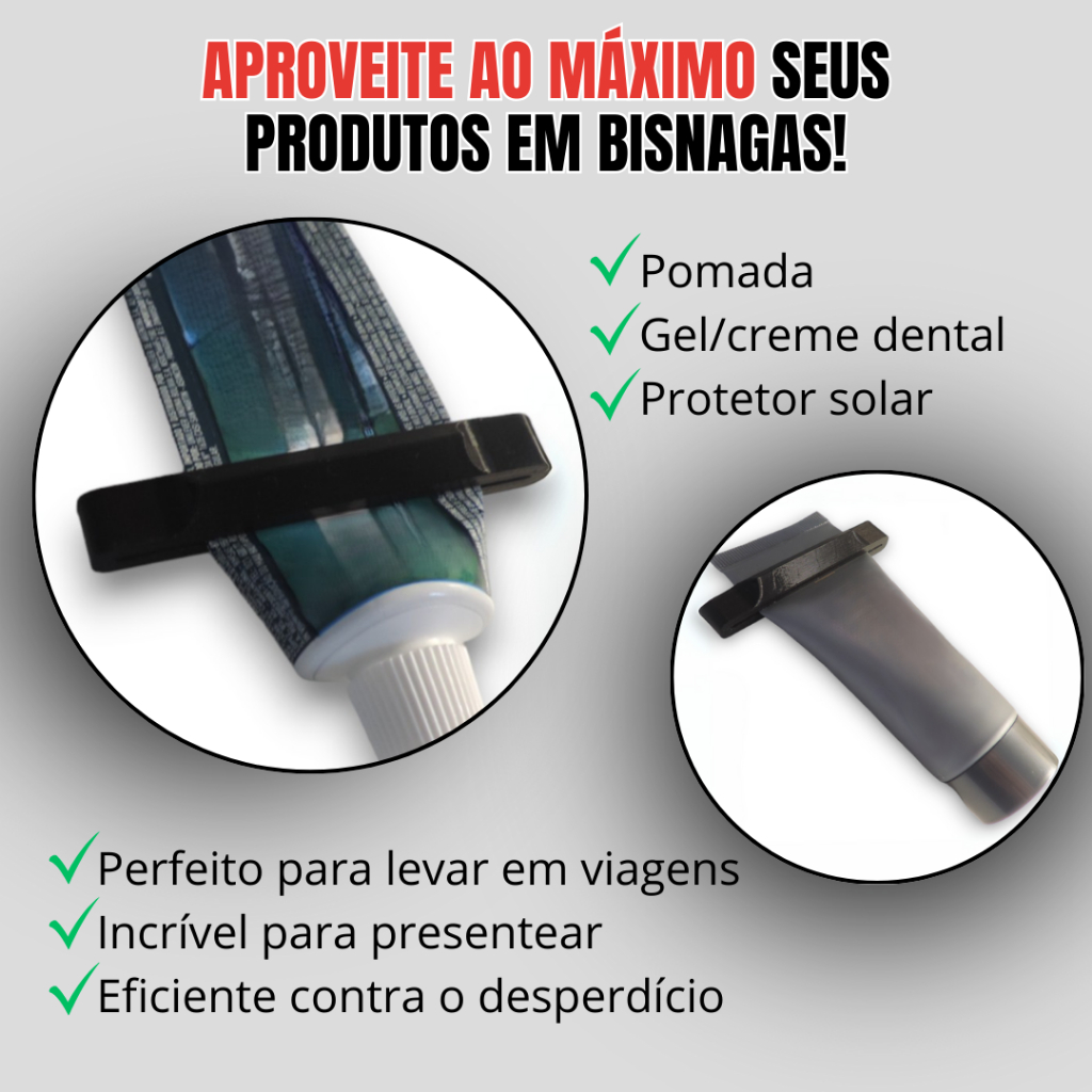 Kit Espremedor de Bisnagas, Squeezer, Distribuidor de Pasta de Dente - Impressão 3D.