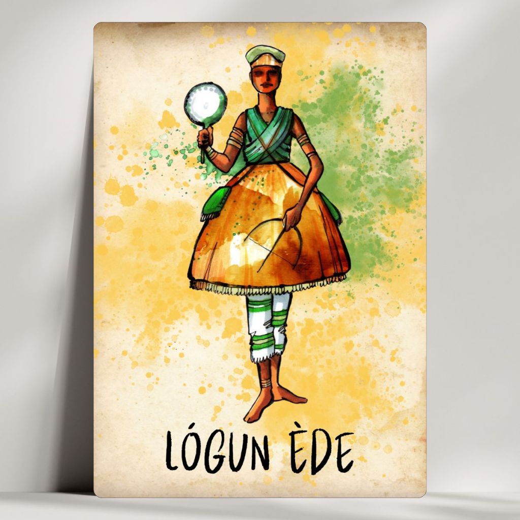 Quadro Decorativo Orixá Logunede - Umbanda Candomblé Oxalá - Coleção Aquarela