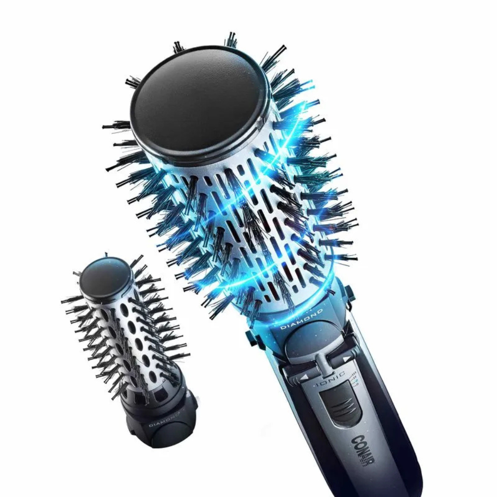 Escova Secadora Rotativa Conair Diamond Rotating 900W Preto e Prata - Beauty