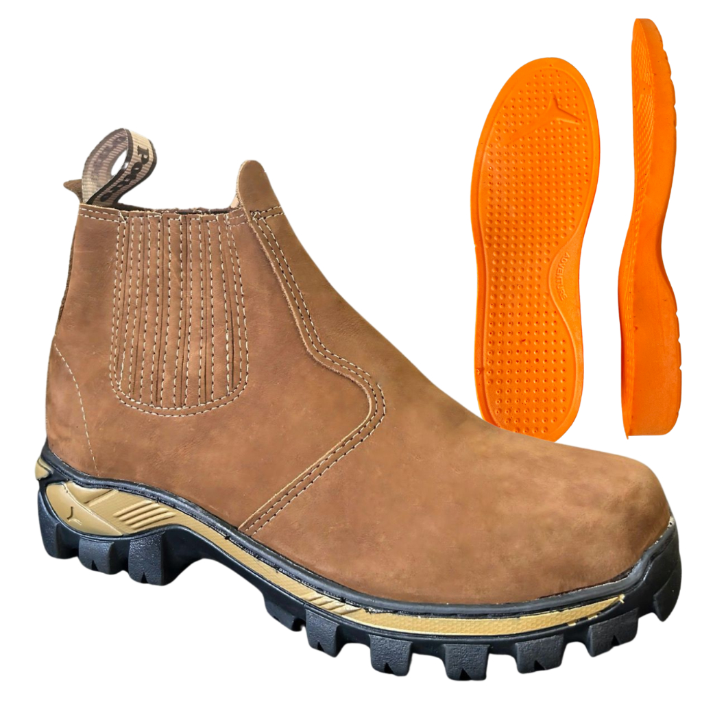 Botina Masculina Trabalho Couro Confortável Bota Masculina de Couro