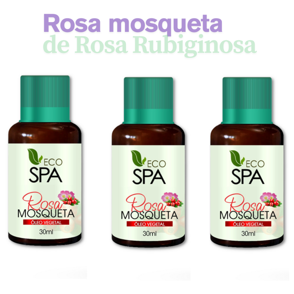 Óleo de Rosa Mosqueta 100% Puro 30ml Clareador de Manchas, Rugas, Estrias, Previne Estrias na Gravidez
