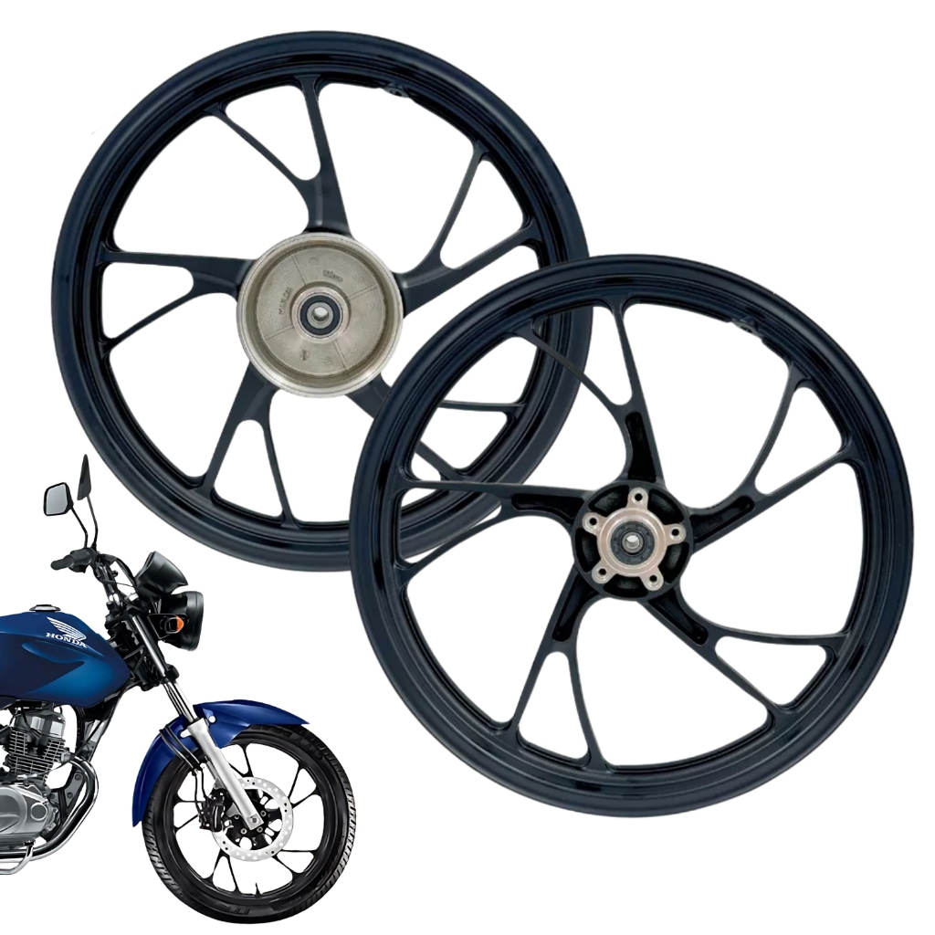 Par Rodas Liga Leve Pé De Galinha Moto CG FAN 150 2004 á 2013 Disco Preto em Oferta na Shopee