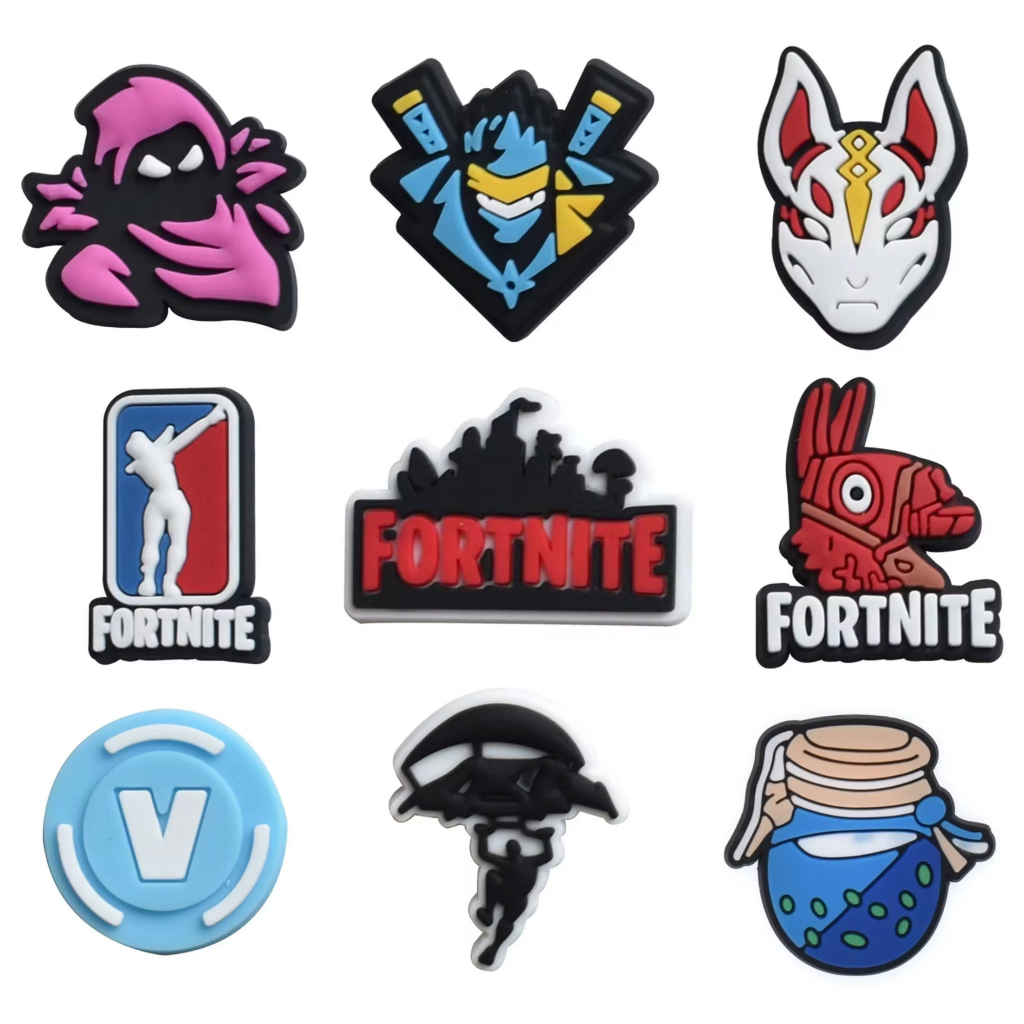 Pins Boton Broche Enfeite Para Croc Calçado Fortnite Game Jogo Kit com 7 Pins Sortidos