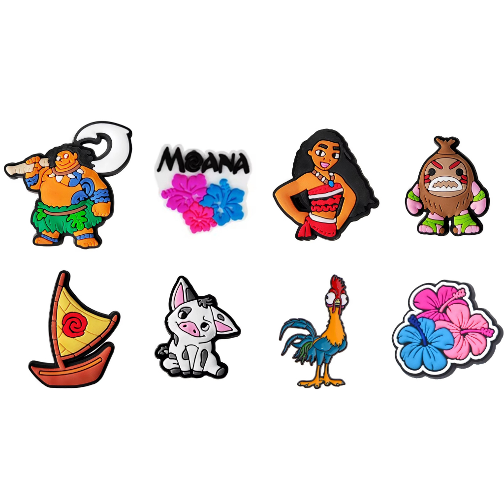 Pins Boton Broche Enfeite Para Croc Calçado Moana Maui Hawaii Kit com 7 Pins Sortidos