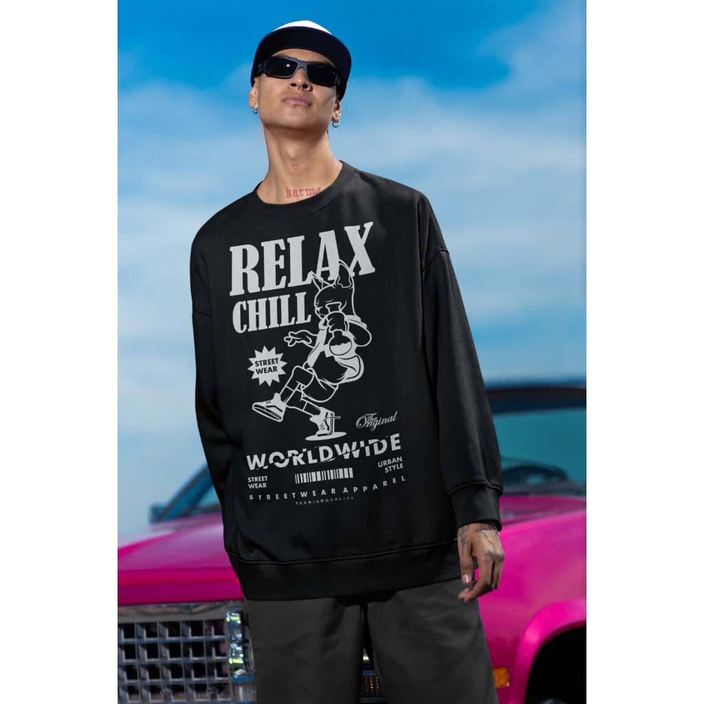 Moletom Careca ``Relax Chill´´ Unissex Blusa de Frio Feminina Masculina-borboleta- oversized stretwear
