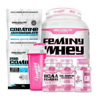 Kit Whey Protein, 900g + Colágeno Feminino + BCAA + Testo Rosie + Creatina + Pré Treino em Oferta na Shopee