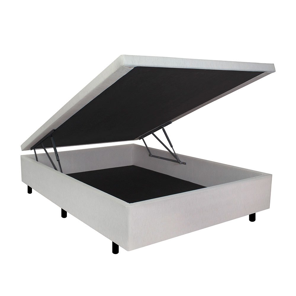 Cama Box Baú Viúvo 120x203x34 cm Courino Linho Areia