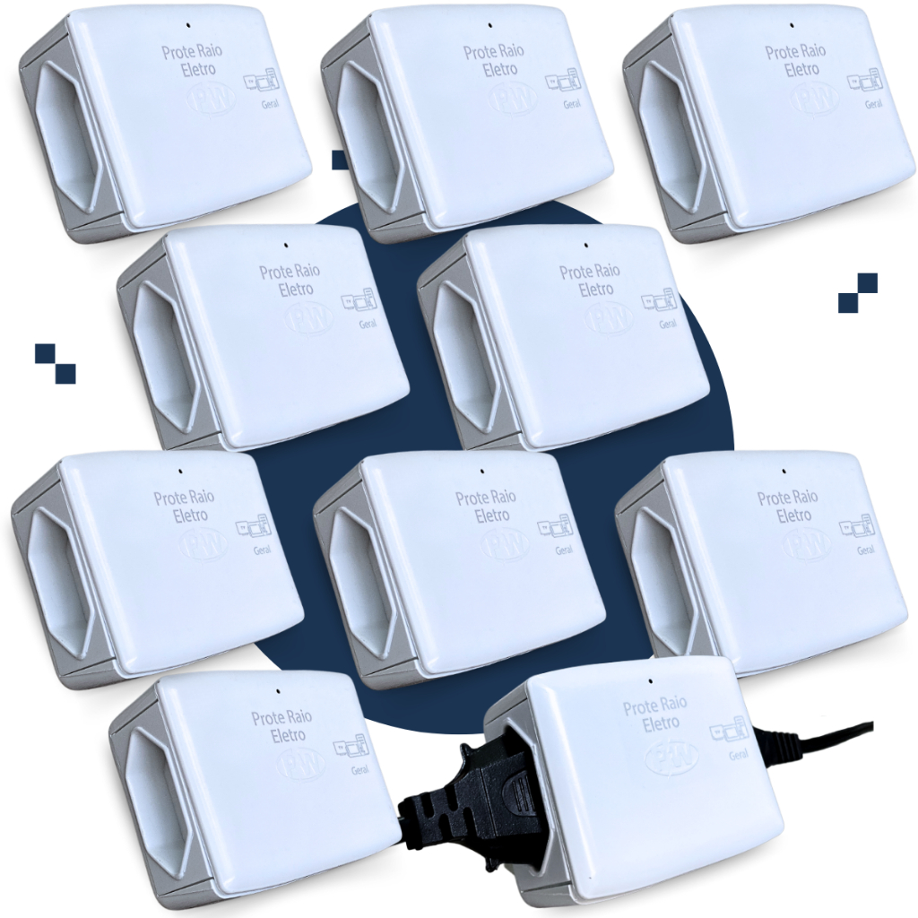 Kit 10 Protetor Raios Contra Surto Queda Energia Descarga Eletrica Para Eletrodomésticos 1...