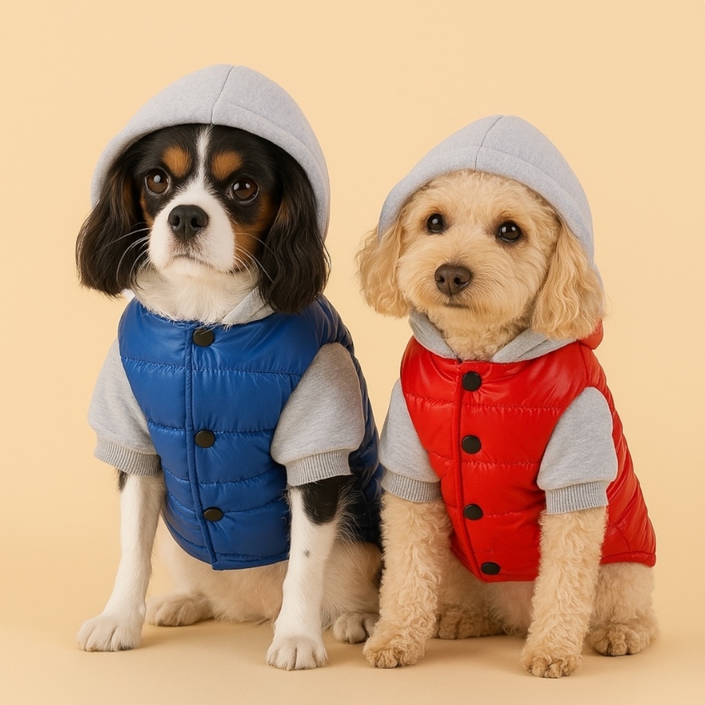 Roupa Colete Puffer Para Cachorro Roupinha Pet Inverno Frio Com Capuz