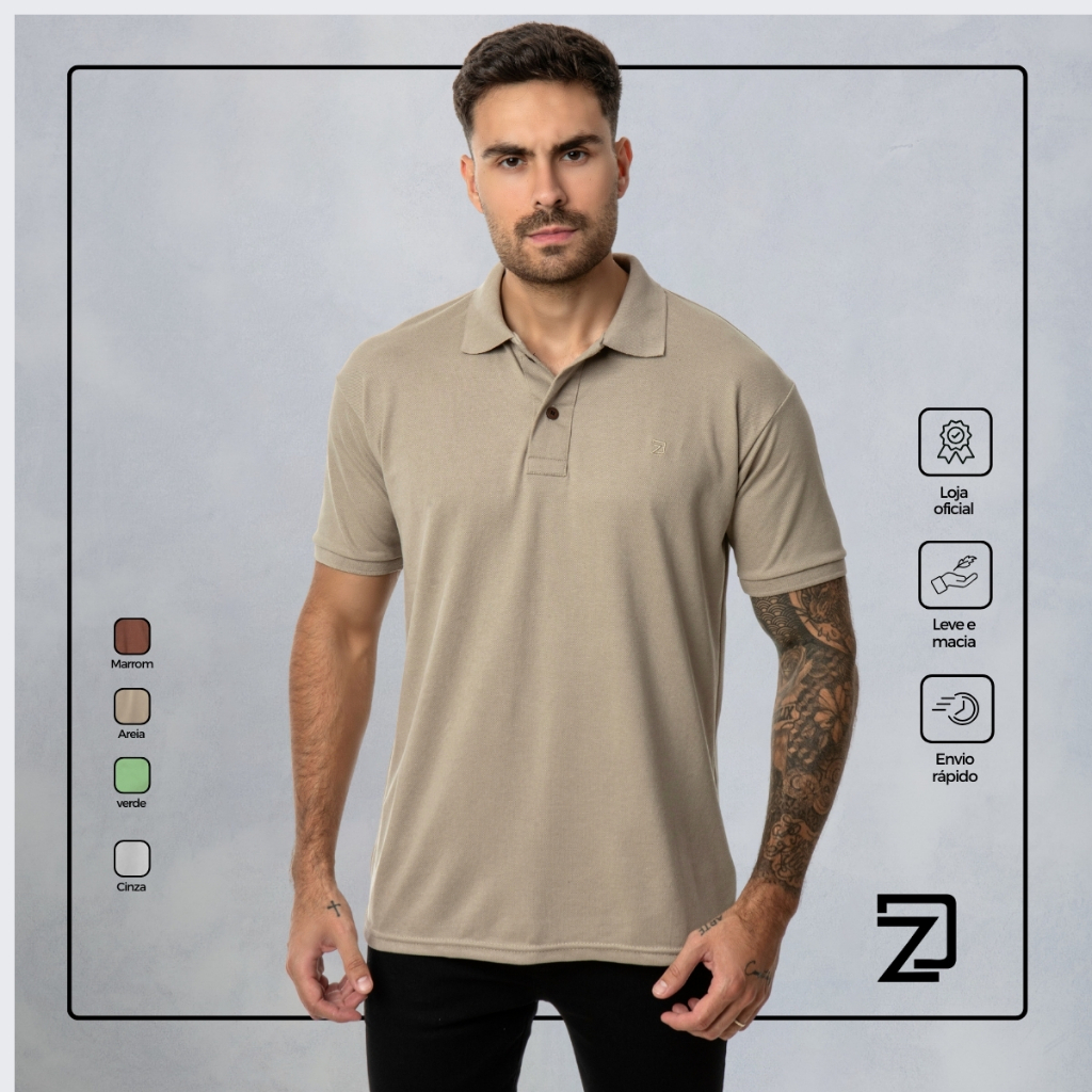Camisa Polo Masculina Algodão Piquet