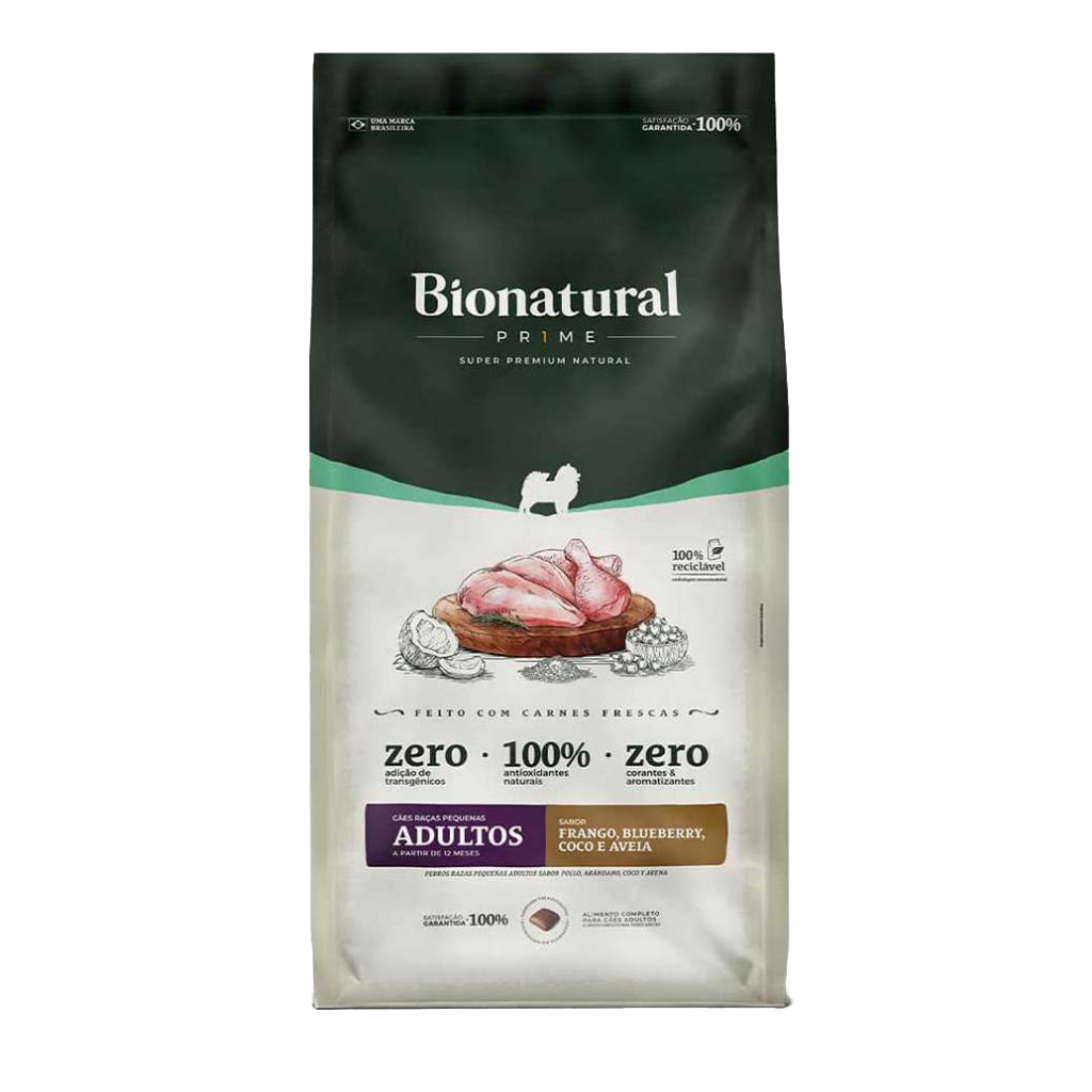 Ração Bionatural Prime Cães Adultos Raças Pequenas sabor Frango 10,1 KG - Vencimento próximo