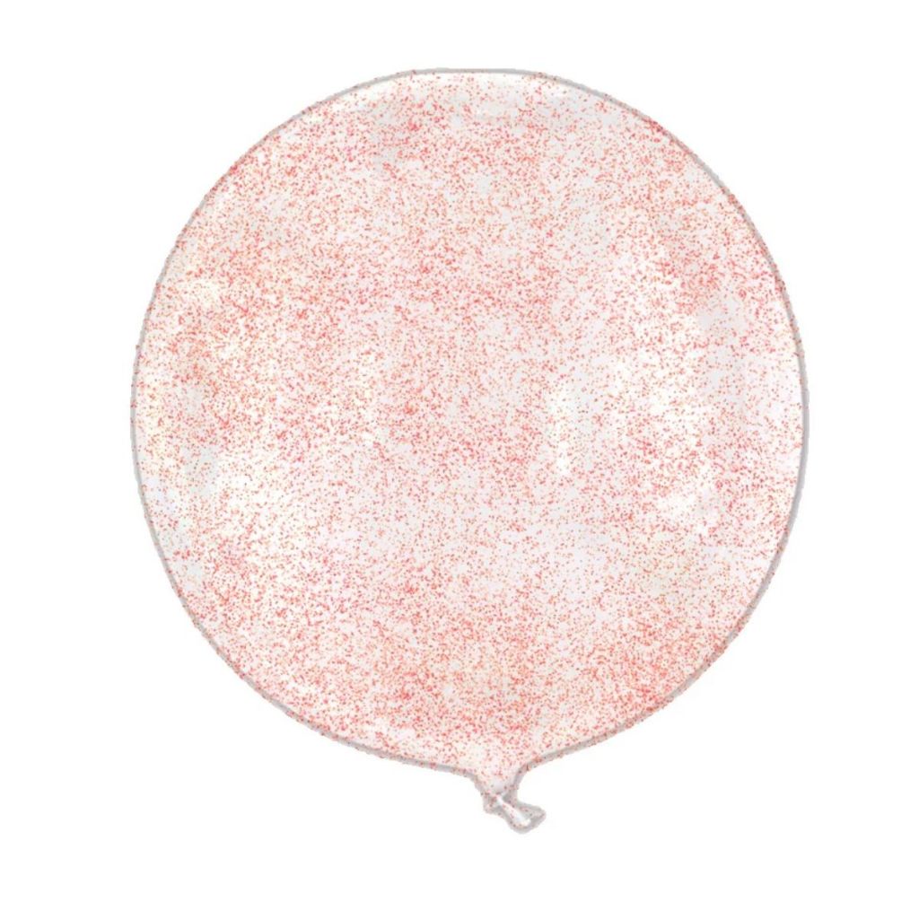 Balão Bubble Transparente com Glitter Rose - 11" 26cm - 1 unidade - Rizzo