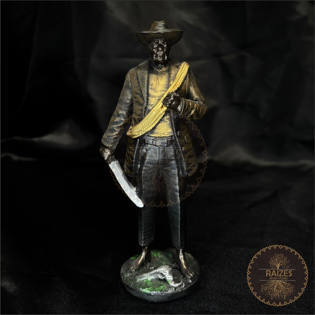 Estátua/Escultura Imagem Miniatura Boiadeiro com Facão Metalizado Resina em Oferta na Shopee