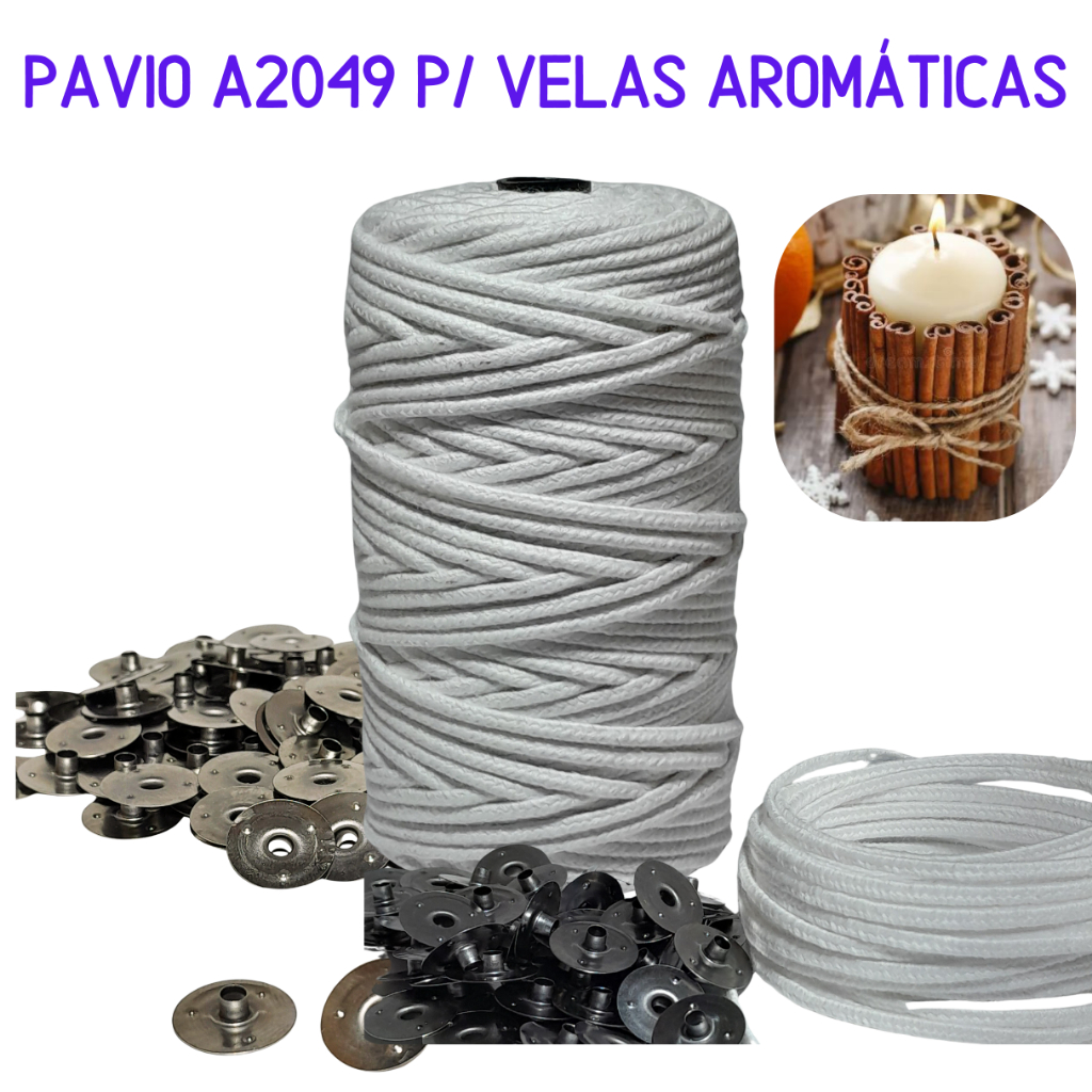 Kit pavio A2049 p/ velas aromáticas + ilhós 3mm - pavio de algodão A2049 em metro em Oferta na Shopee