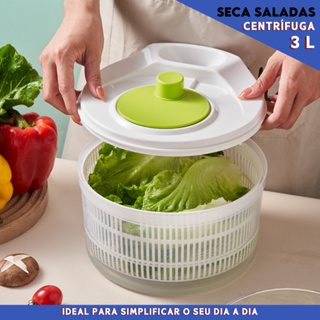 Centrífuga de Salada 3L Manual | Secagem Rápida Sem Esforço | Ideal para Folhas e Hortaliças - MN em Oferta na Shopee