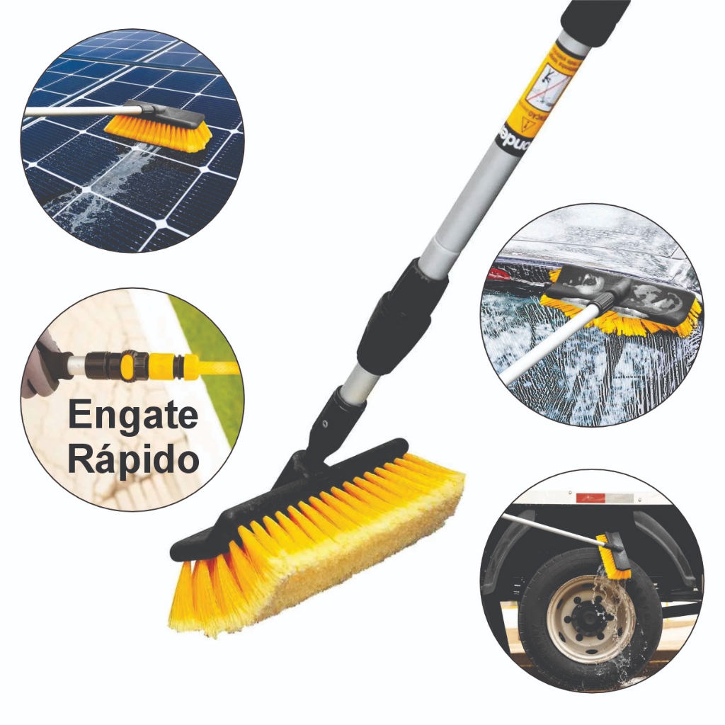 Vassoura Cabo Extensível  1,10 m a 1,70 m Vonder Jato De Água Limpeza Placa Solar Vidro Parede Telhado em Oferta na Shopee