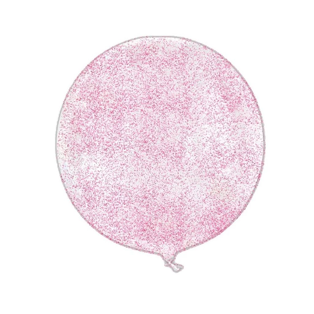 Balão Bubble Transparente com Glitter Rosa - 18" 45cm - 01 Unidade - Partiufesta - Rizzo