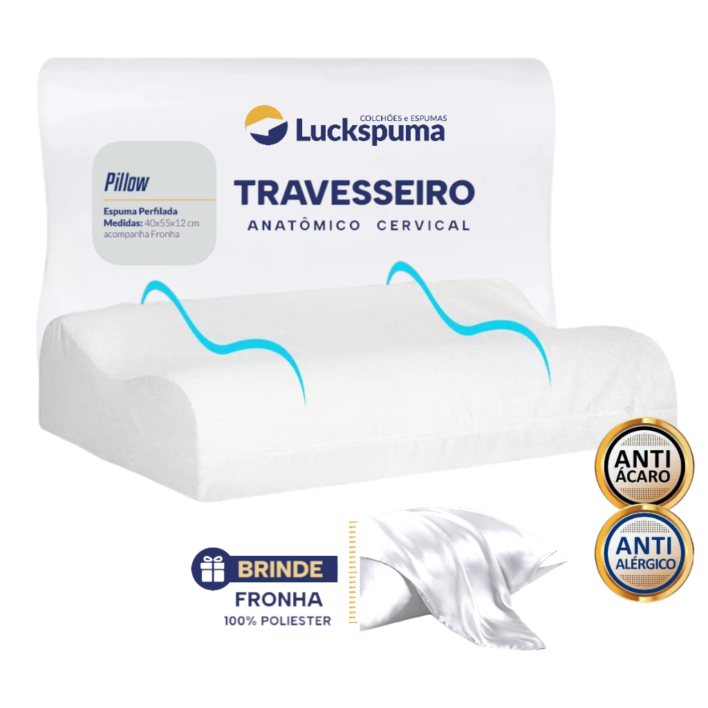 Travesseiro Ortopédico Cervical Anatômico Pillow Espuma Caixa De Ovo 40x55