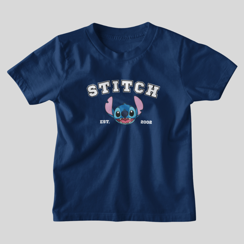 Camiseta Infantil Juvenil Estampada Personagem Stitch Em Algodão Camisa Criança Unissex