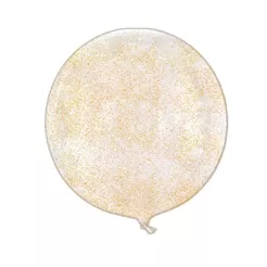 Balão Bubble Transparente com Glitter Dourado - 11" 26cm - 1 unidade - PartiuFesta - Rizzo