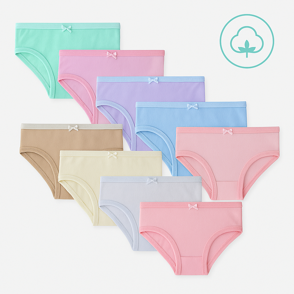 Kit 10 Calcinha Infantil De 1 a 9 Anos 100% Algodão De Menina Criança