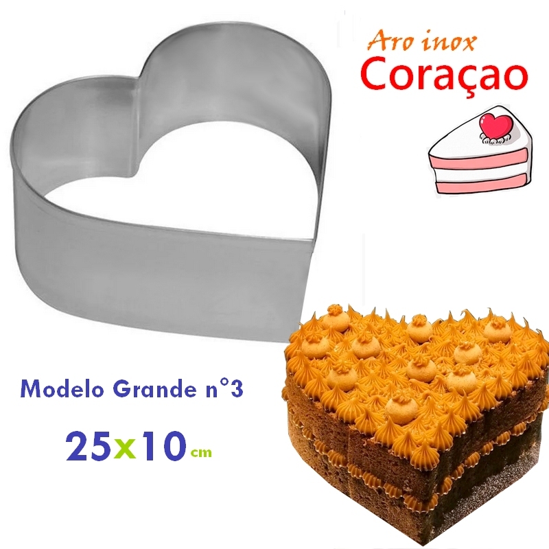 Cortador de Bolo Coração - Inox 25 x 10 cm em Oferta na Shopee