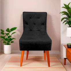 Cadeira Decorativa Pés Em Madeira Para Quarto e Sala