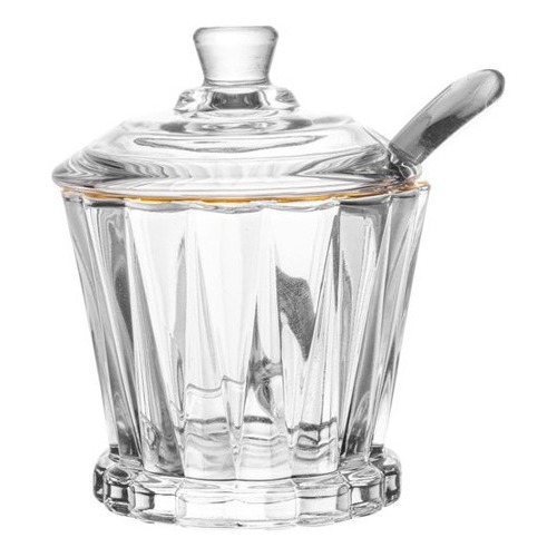 Açucareiro com Tampa e colher Fio de Ouro em cristal Radial 210ml - Lyor