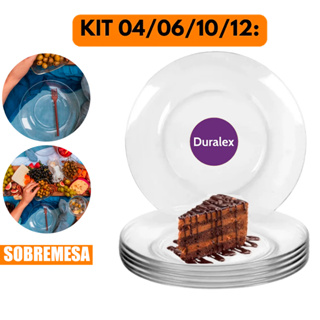 Jogo 04/06/12 Pratos Sobremesa Astral Duralex Conjunto Vidro Transparente Redondo Buffet Lanchonete em Oferta na Shopee