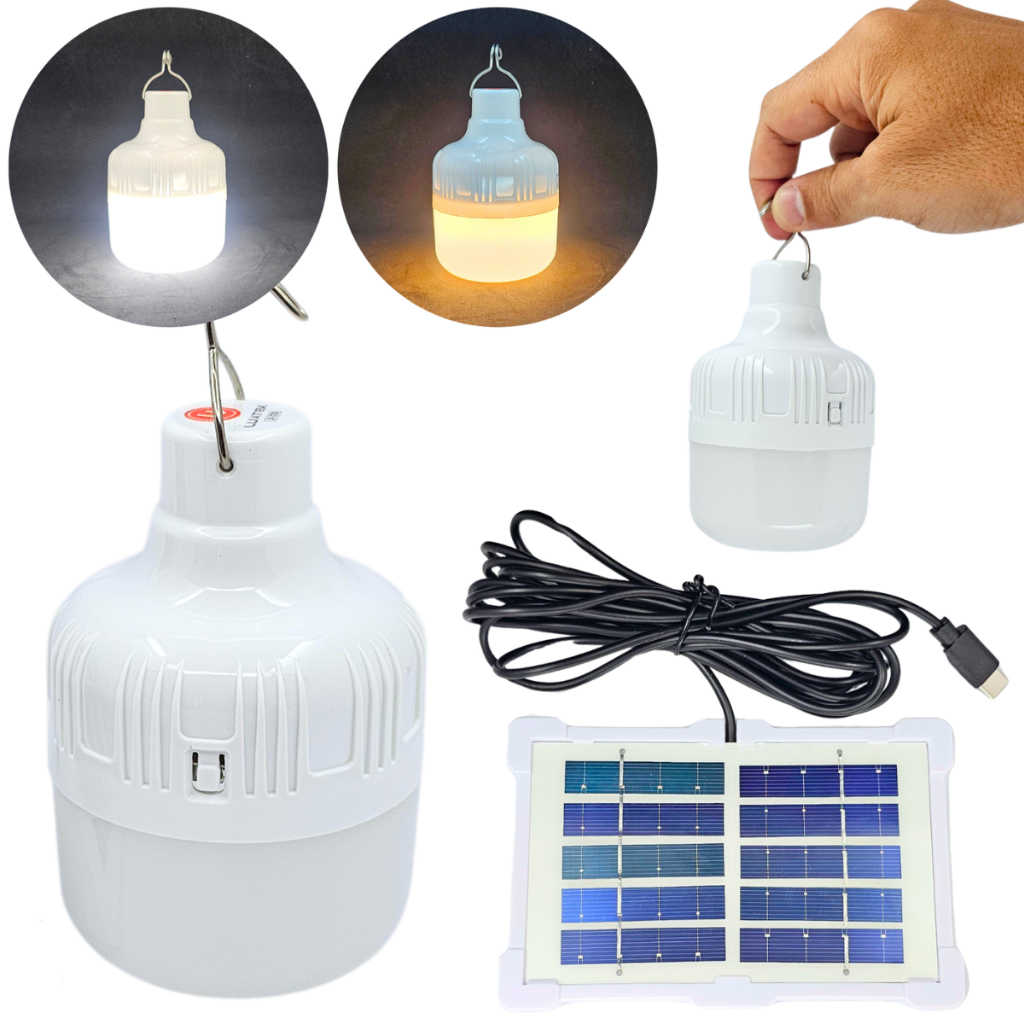 Lampião Led Potente Solar Recarregável Lamparina Camping Barraca Pesca Usb Lâmpada Barraca Luminária Carregador Solar